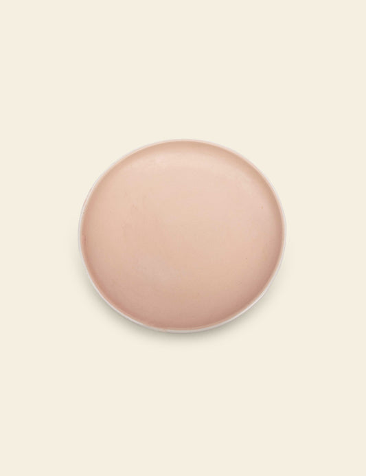 Off-White Trim Pink Ceramic Plate