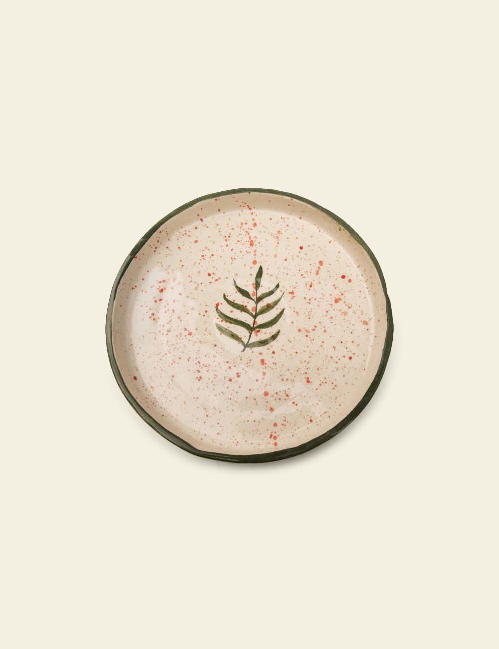 Olive Green Palm Court Red Splatter Plate