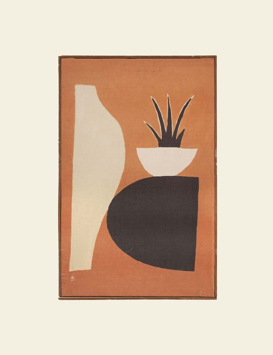 Orange Abstract Painting in Wood Frame