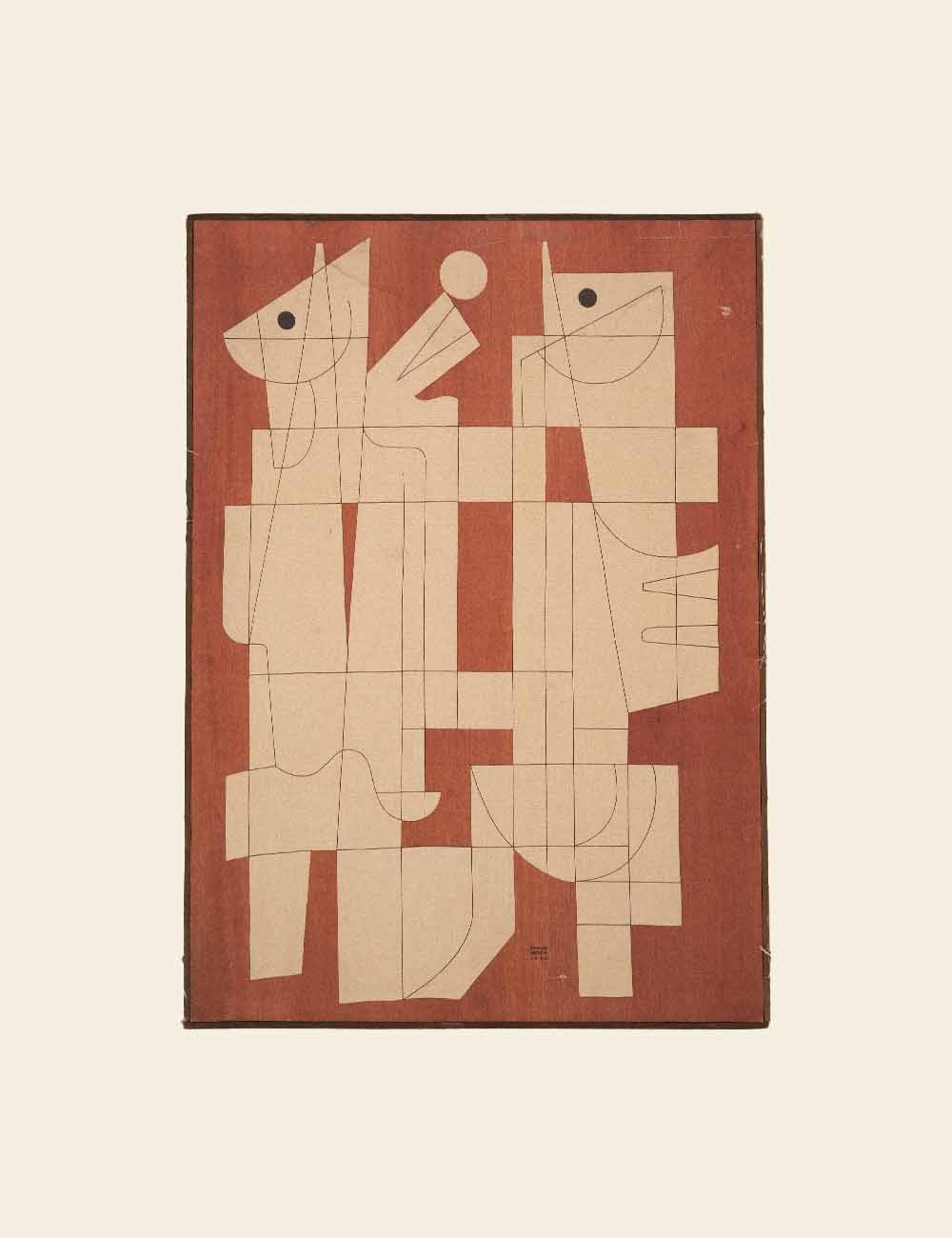 Orange & Beige Eclectic Abstract Painting