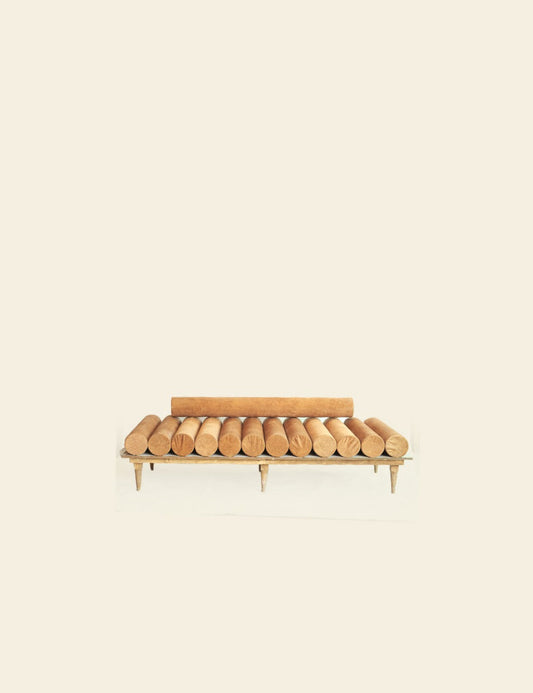 Orange Brown Cylinder Cushion Sofa
