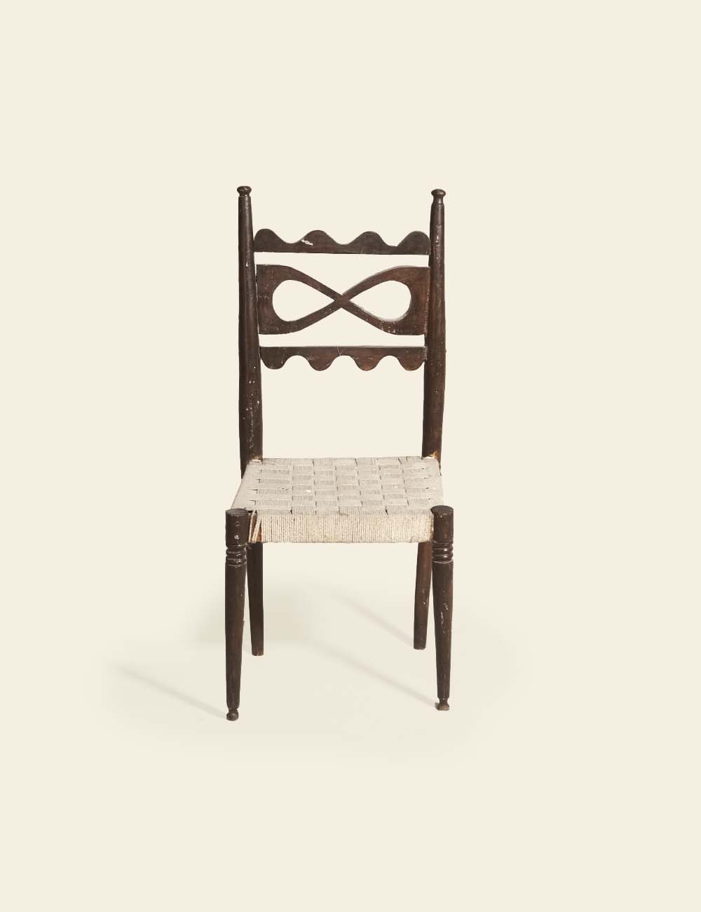 Paolo Buffa Walnut and Rush High Back Chair