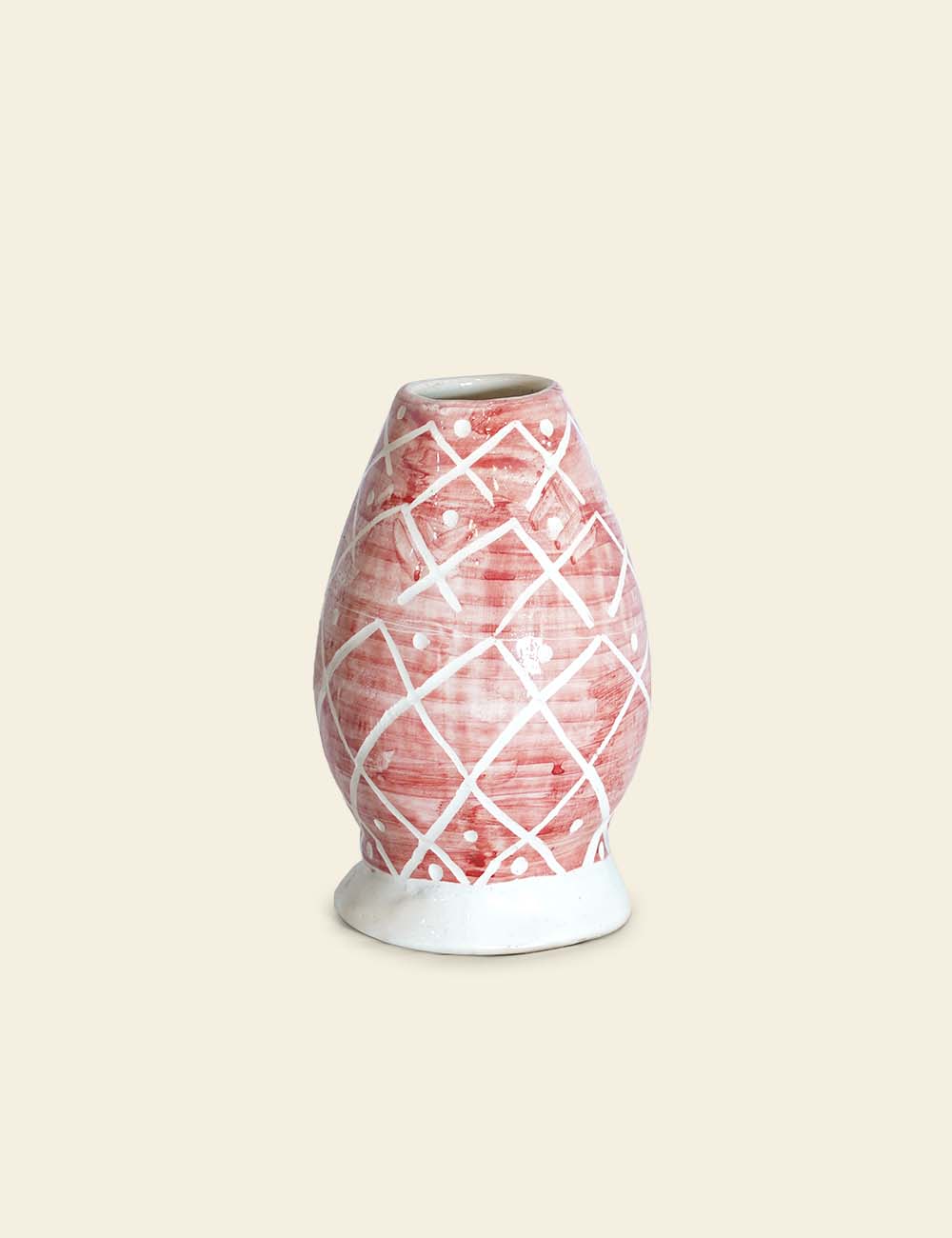 Pink and White Lattice Vase