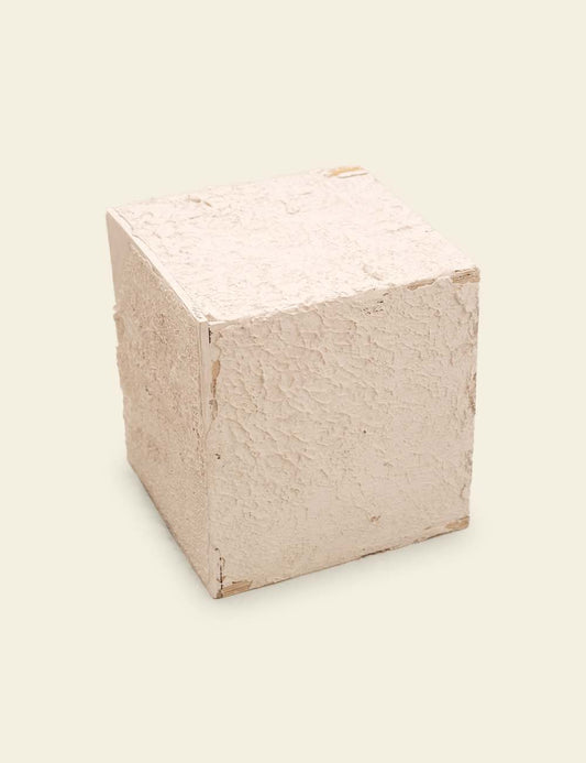 Plaster Textured Ivory Cube Pedestal