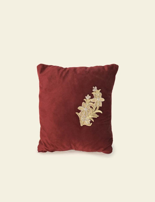 Red Cushion Beige Motif
