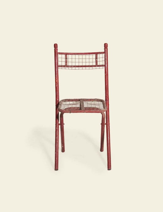 Red Metal Mesh Chair