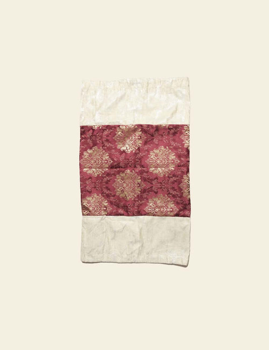 Rose Red & Cream Jamawar Back Rest Cover