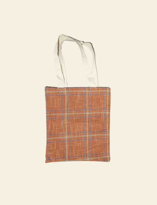 Rust Orange Check Pattern Tote Bag