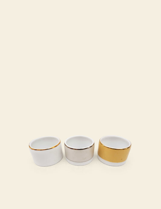 Set of 3 Gold Trim Ceramic Ramekins