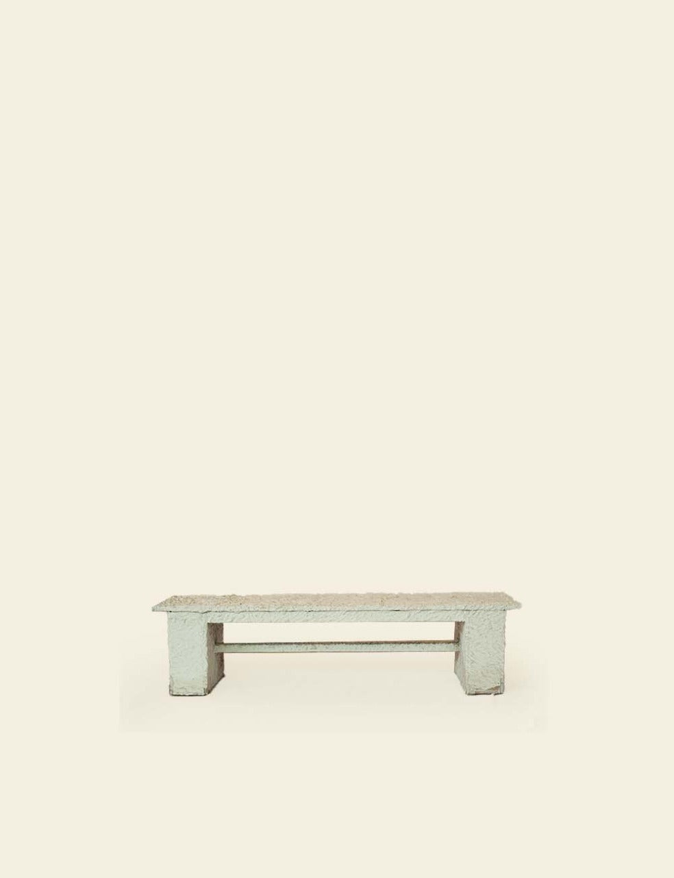 Sheep Wool Seat White Wooden Bench