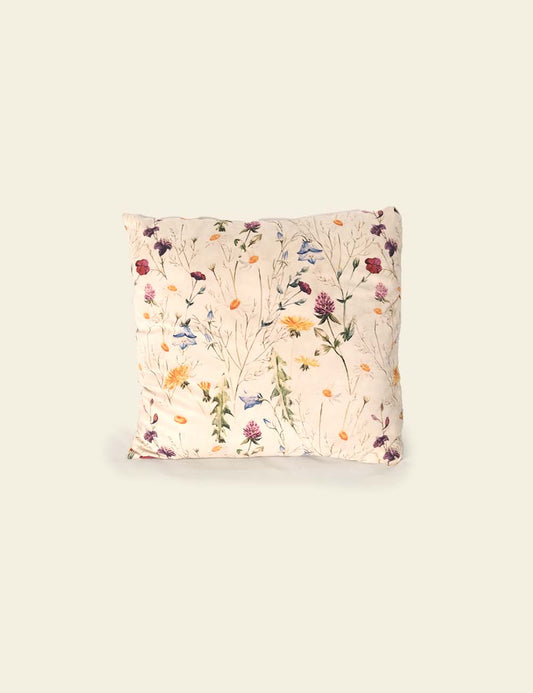 Splattered Wild Flowers Off White Pillow