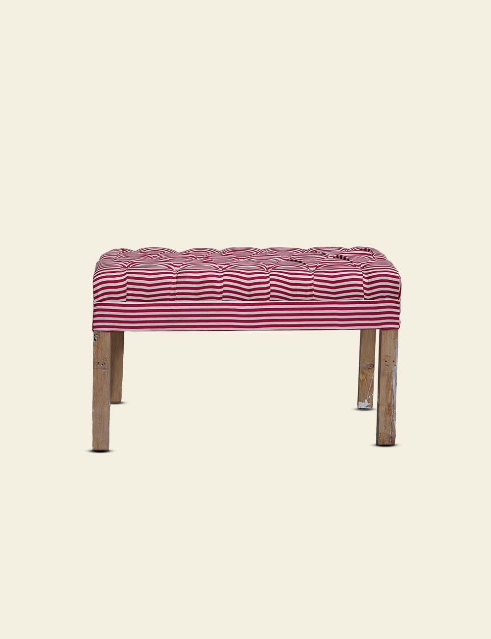 Striped Button Tufted Ottoman