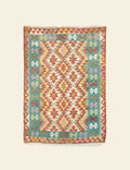 Teal and Peach Tribal Rug