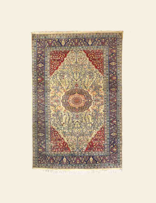 Turkish Cream, Red & Blue Rug
