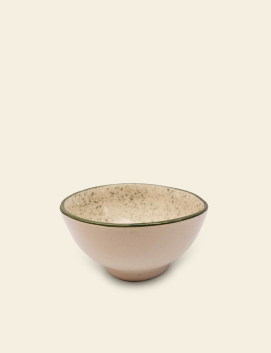 Udyaan Multipurpose Speckled Glazed Green Line Bowl