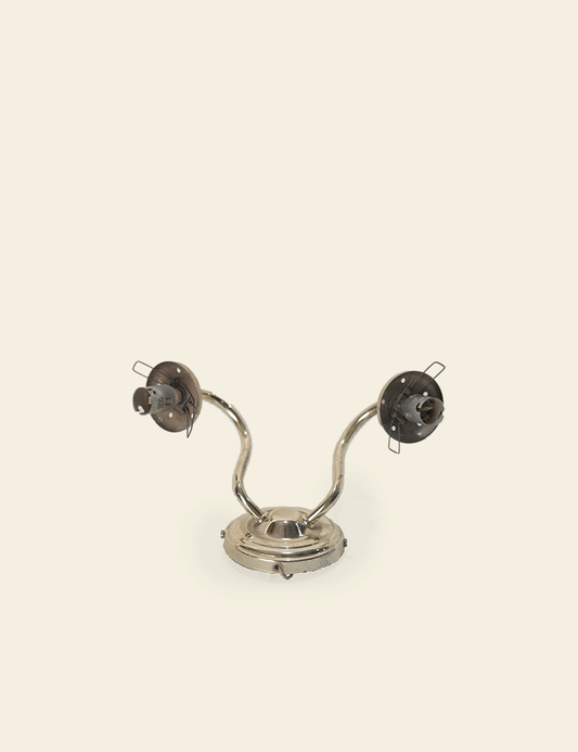 Vintage 2-Armed Silver Brass Vanity Lamp