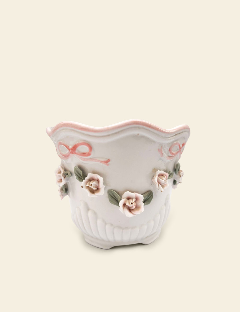 Vintage Belleek Style Porcelain Planter