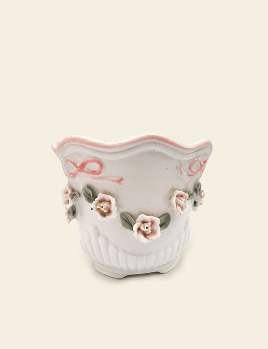 Vintage Belleek Style Porcelain Planter