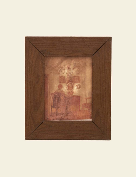 Vintage Brown Painting Print in Wooden Frame