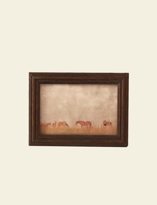 Vintage Wood Beveled Frame Landscape Painting