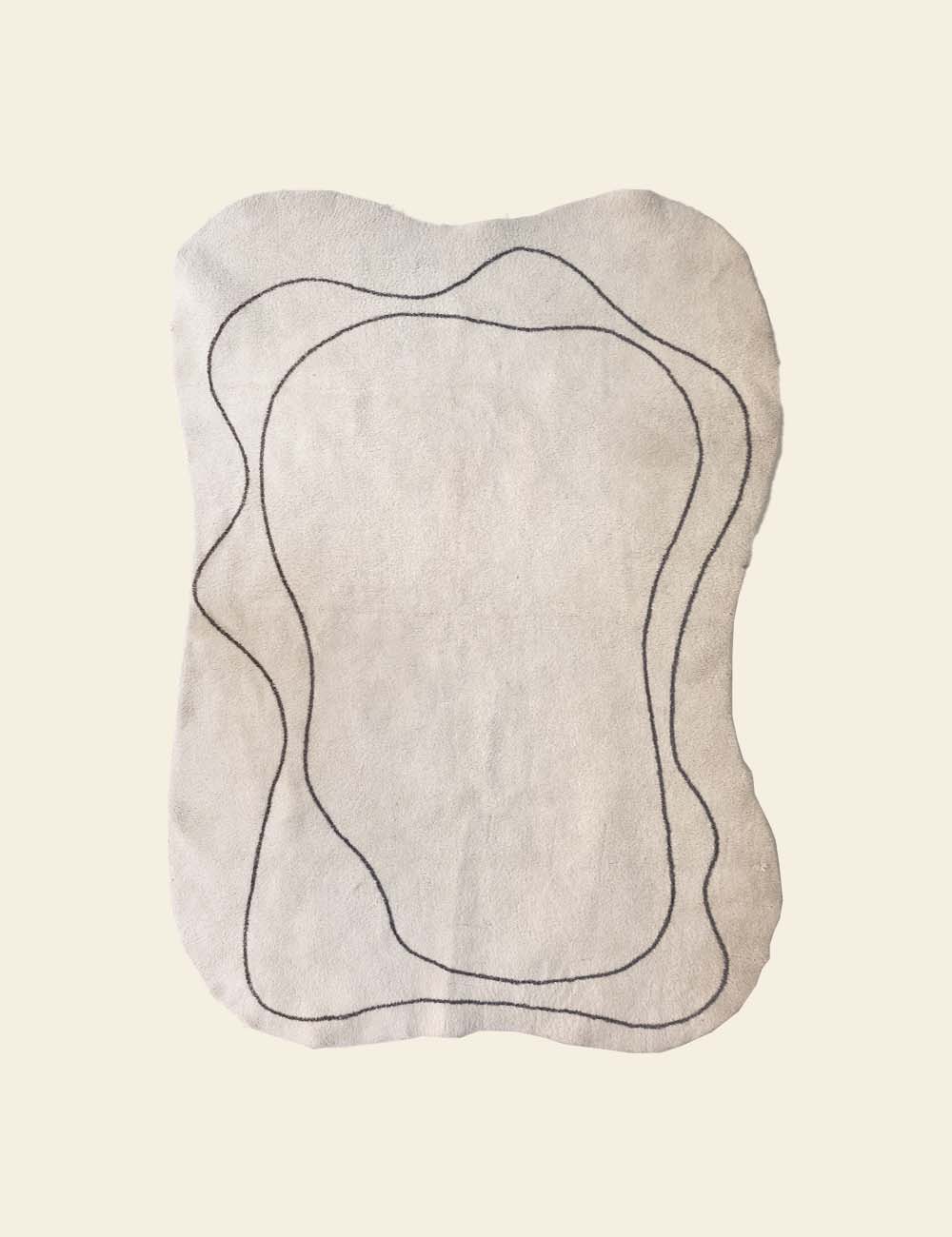 White Abstract Curve Rug