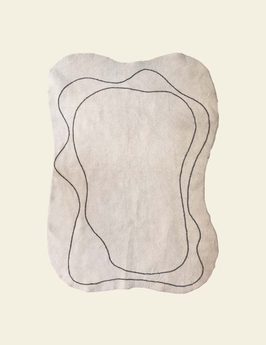 White Abstract Curve Rug