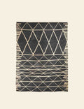 White & Navy Rhombus Rug