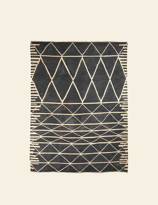 White & Navy Rhombus Rug