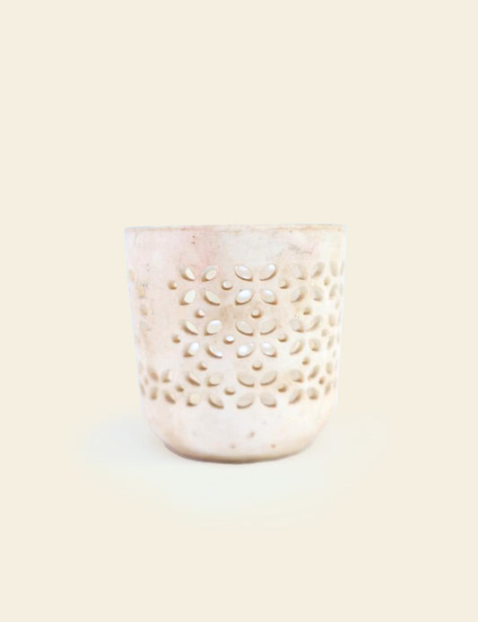 White Clay Flower Cutout Mug