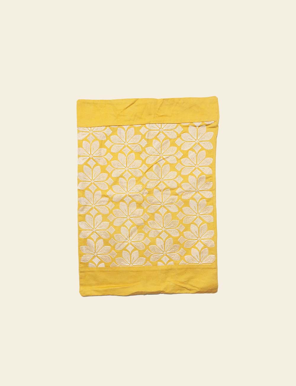 White & Yellow Floral Cotton Cushion Cover