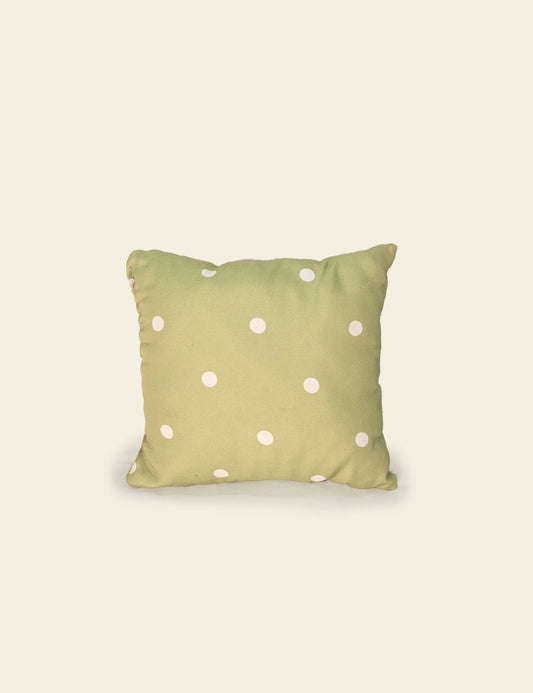 White Polkadots Green Cushion