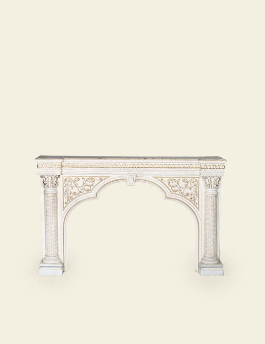 White Wooden Fireplace Frame