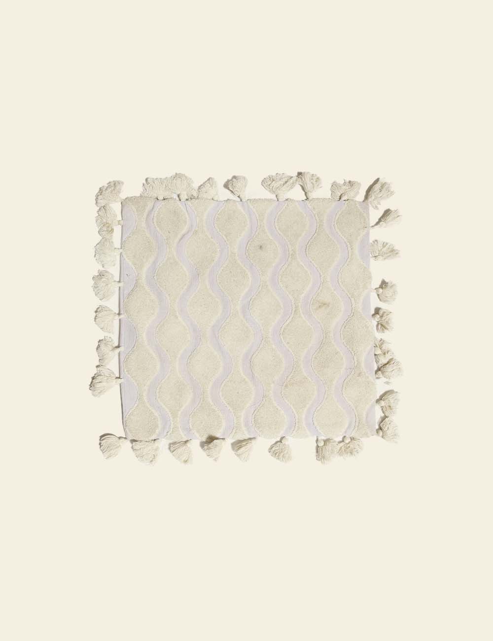 White Woven Cushion Cover with Tassels