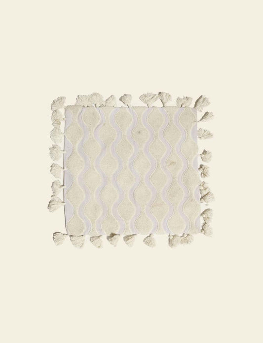 White Woven Cushion Cover with Tassels