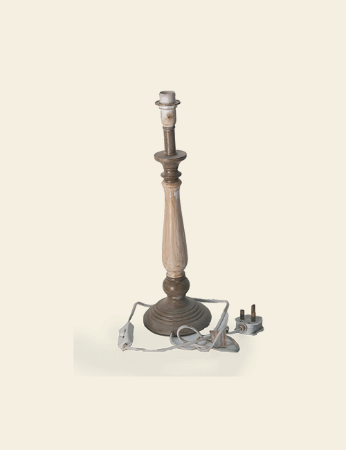 Wood and Brass Table Lamp